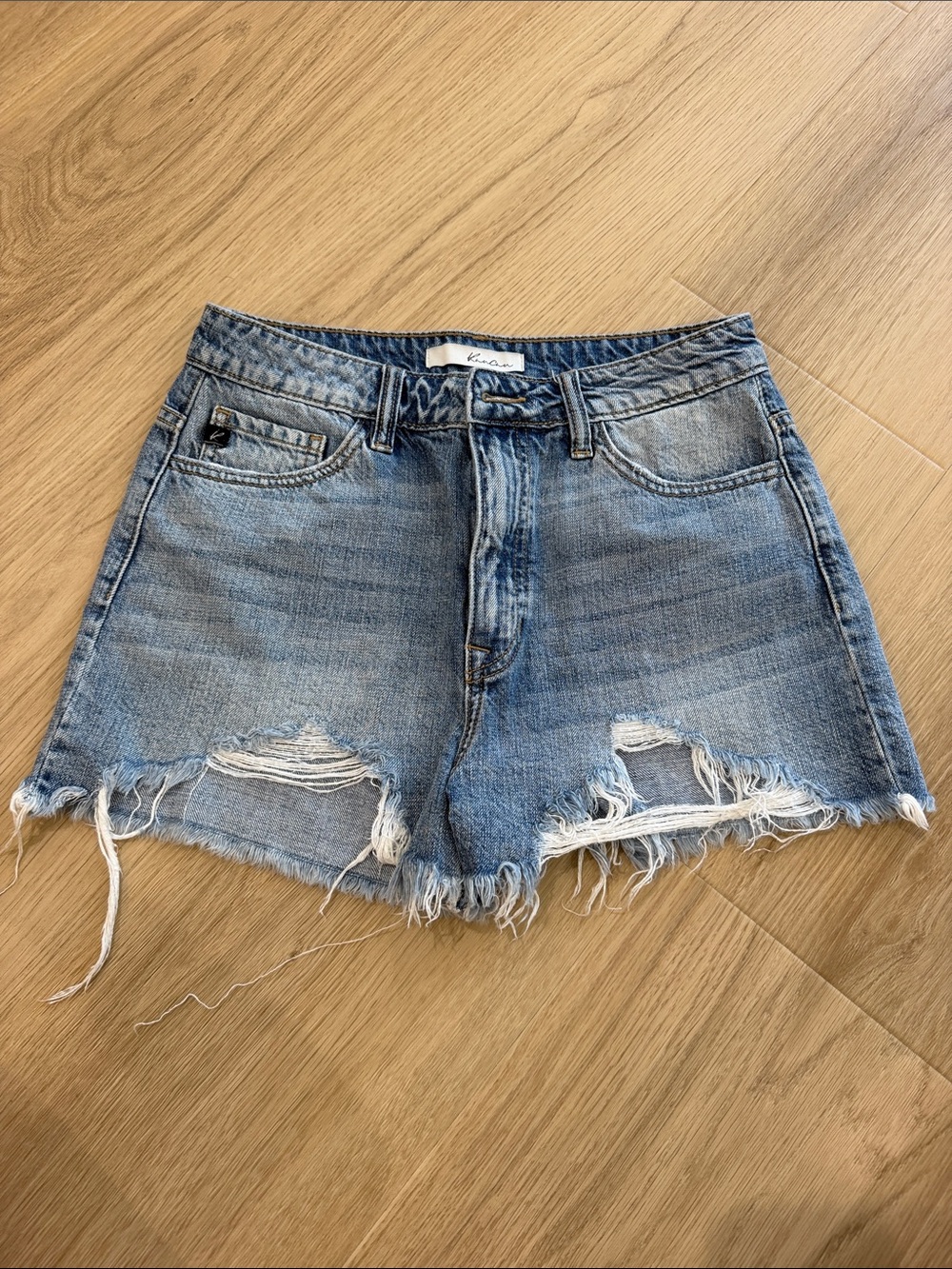 KanCan Light Blue Distressed Denim Shorts
